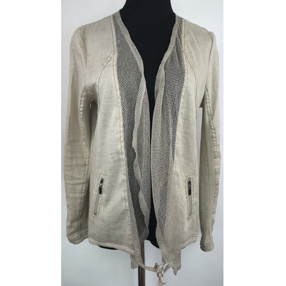 Picadilly Fashions Nature linen Drape Cardigan Beige Jacket Size Small